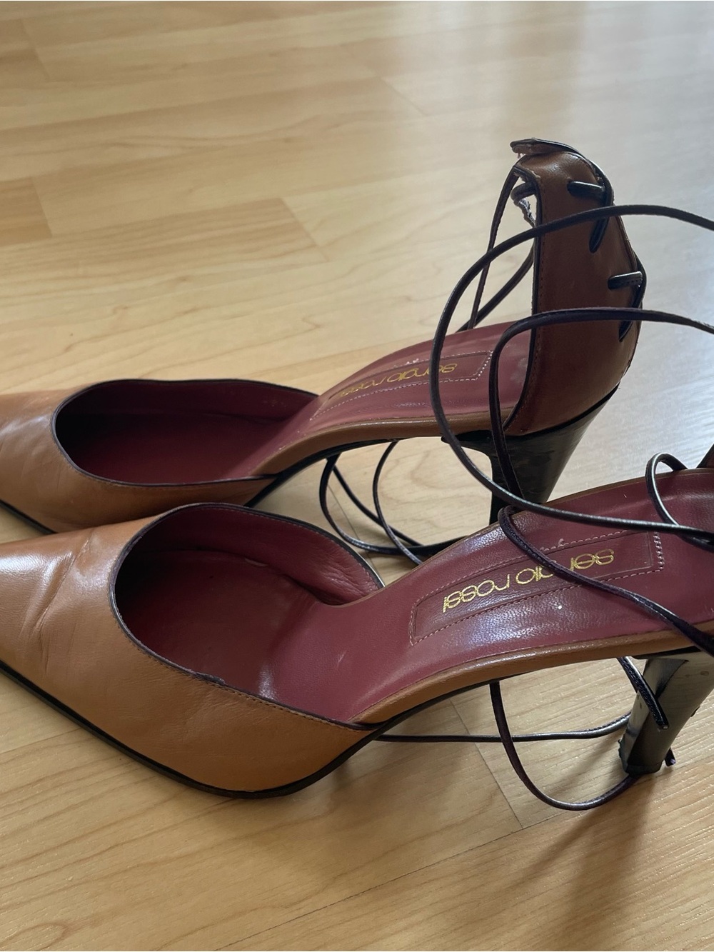 Sergio Rossi Tan Leather Lace Up Corset Pumps Vintage Y2K IT 39 US 8-8.5 - Picture 3 of 12